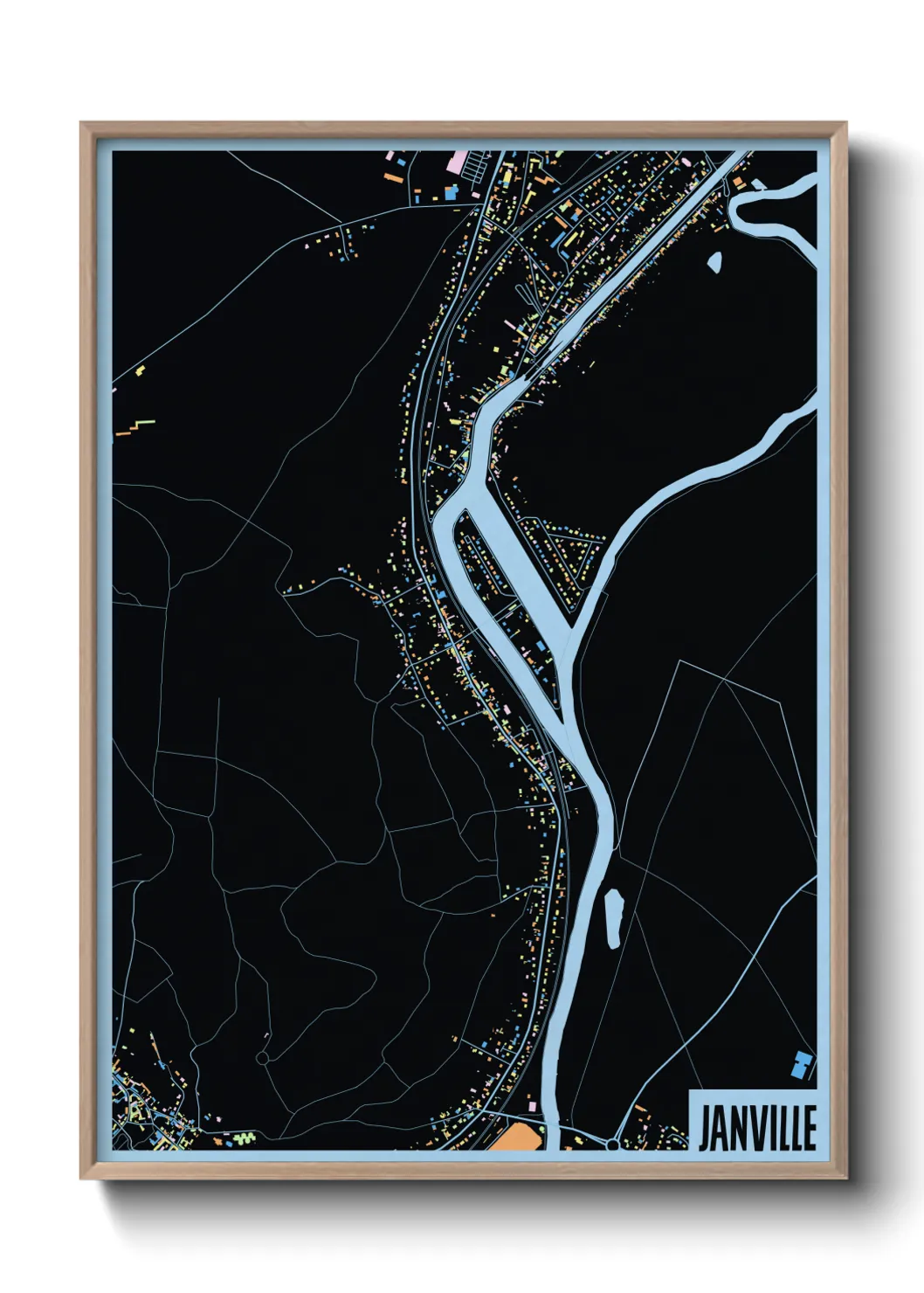 Une affiche de carte sur Janville