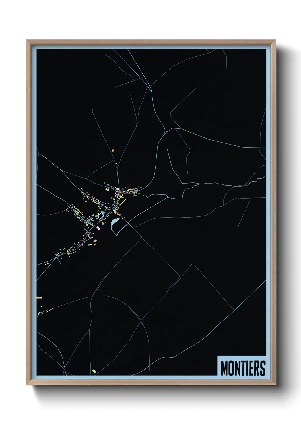 Une affiche de carte sur Montiers