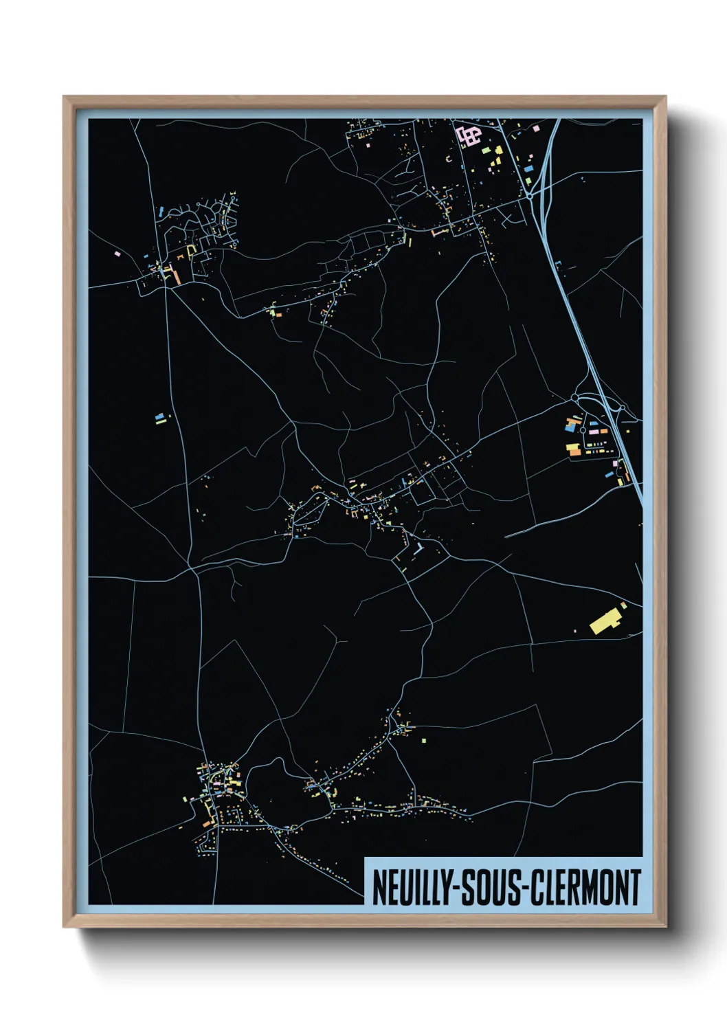 Une affiche de carte sur Neuilly-sous-Clermont