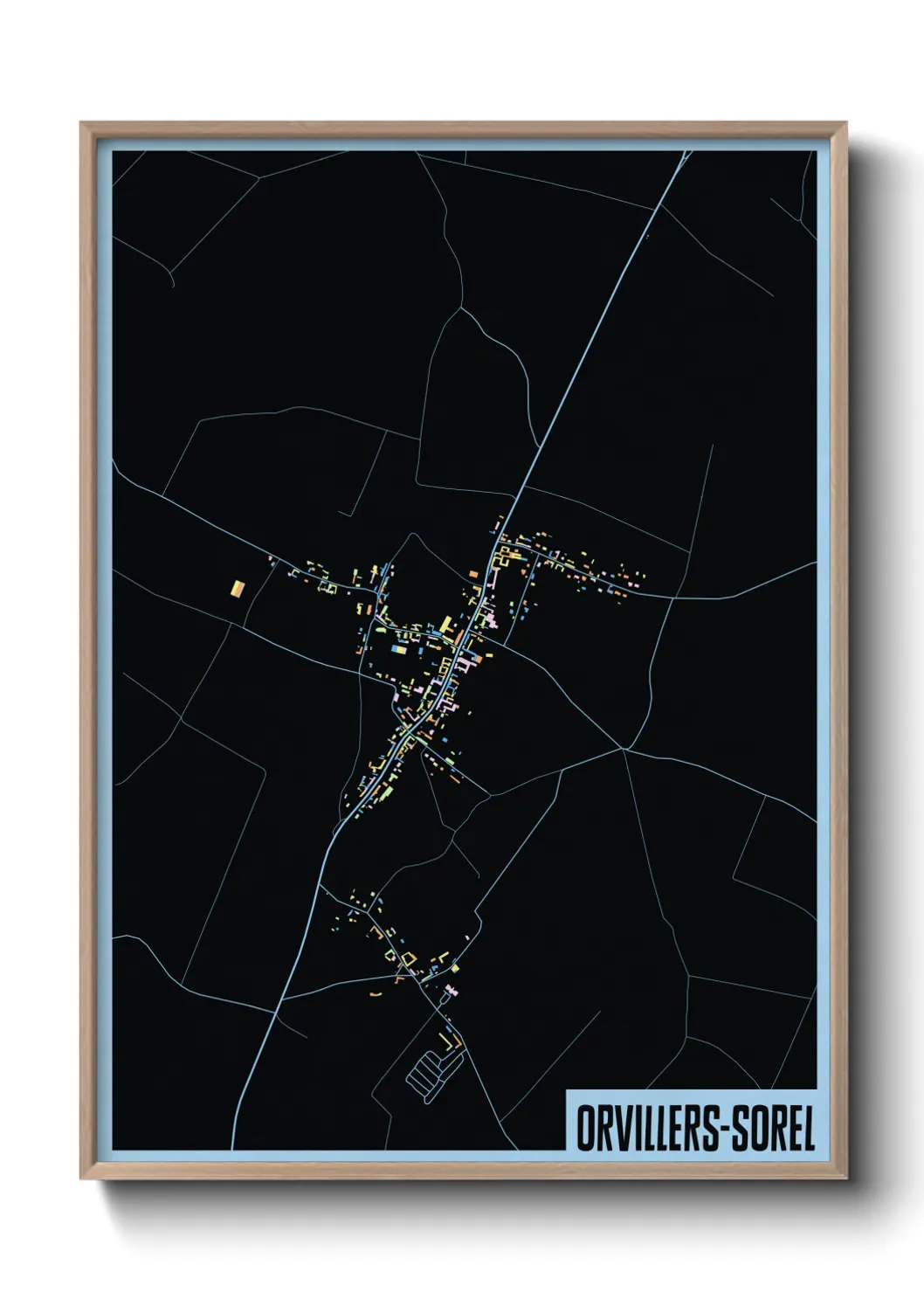 Une affiche de carte sur Orvillers-Sorel