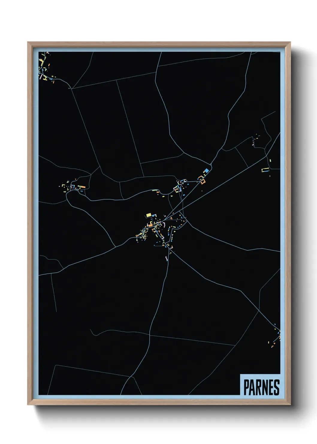 Une affiche de carte sur Parnes