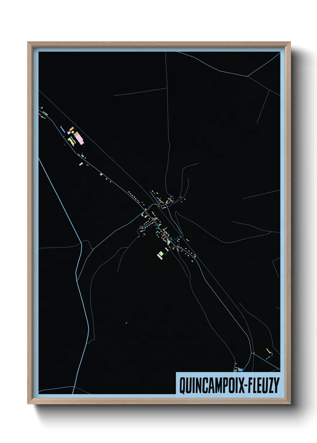 Une affiche de carte sur Quincampoix-Fleuzy