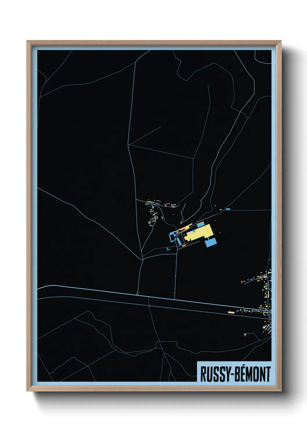 Une affiche de carte sur Russy-Bémont