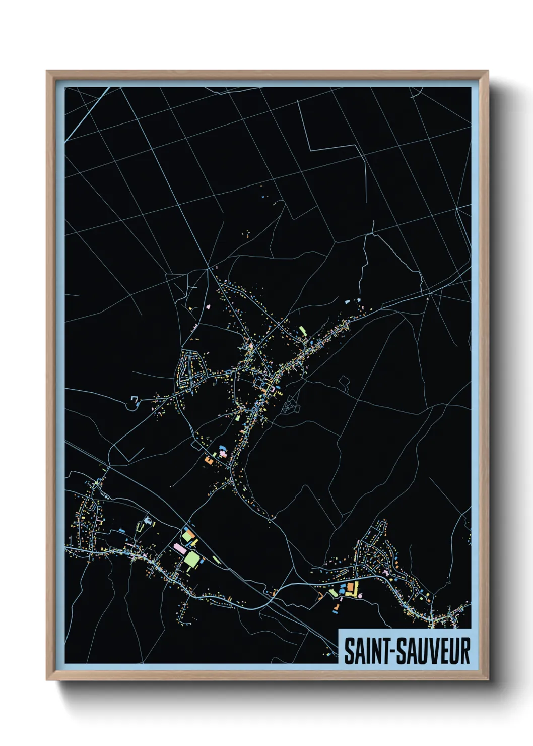 Une affiche de carte sur Saint-Sauveur