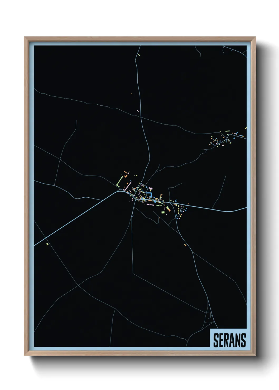 Une affiche de carte sur Serans