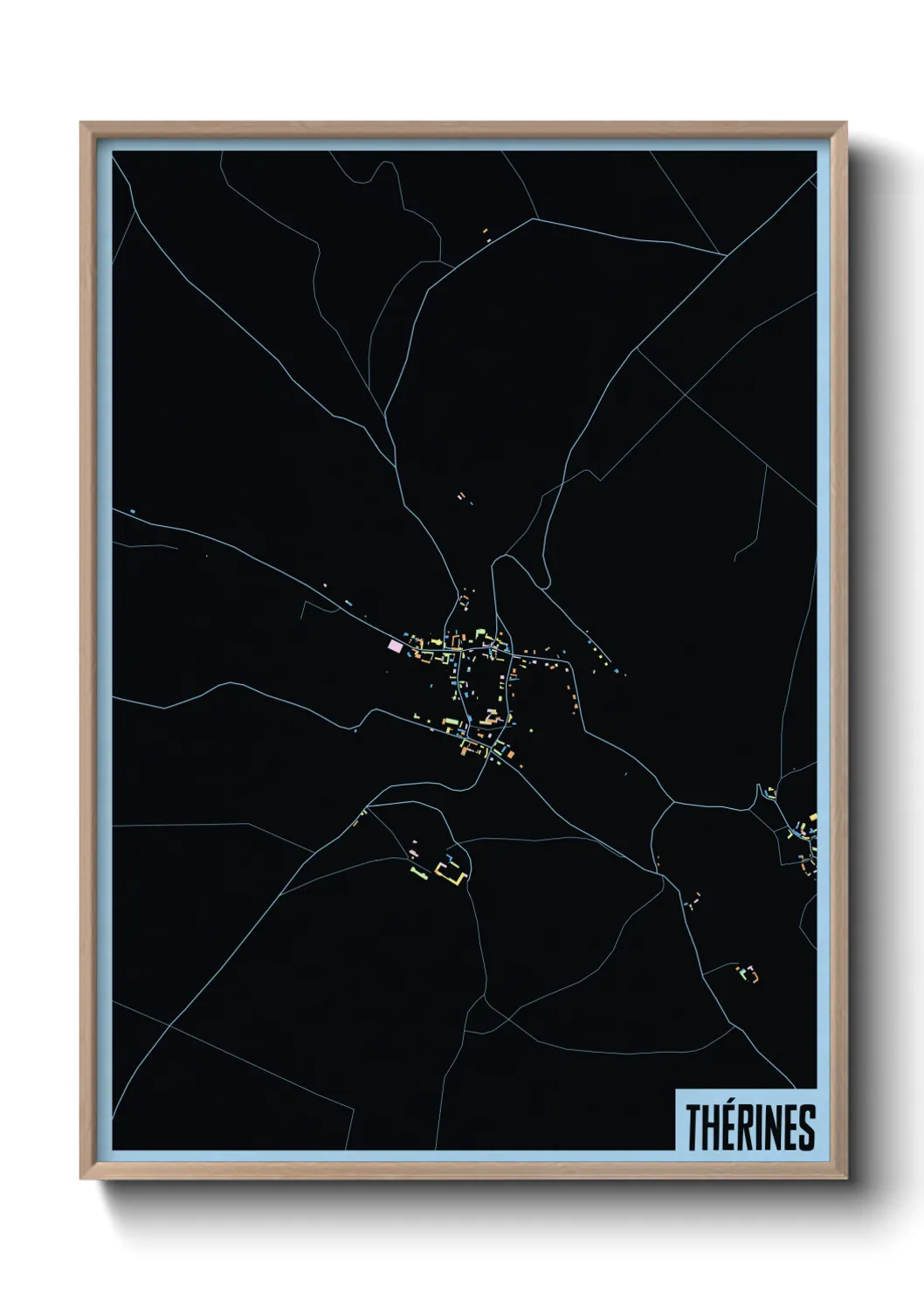 Une affiche de carte sur Thérines