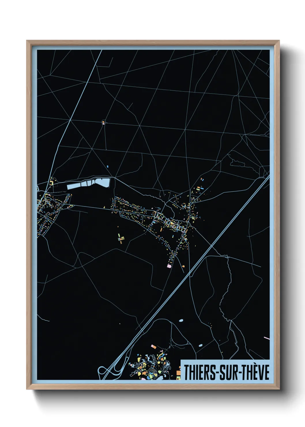 Une affiche de carte sur Thiers-sur-Thève