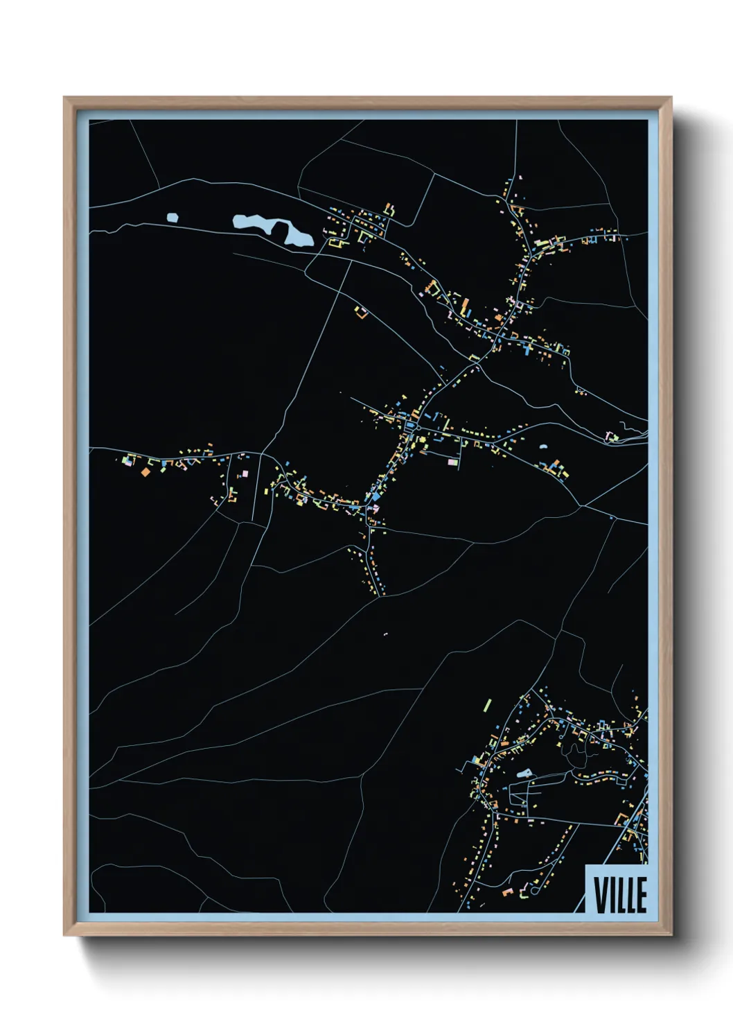 Une affiche de carte sur Ville