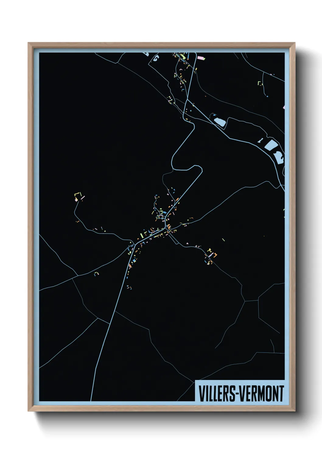 Une affiche de carte sur Villers-Vermont