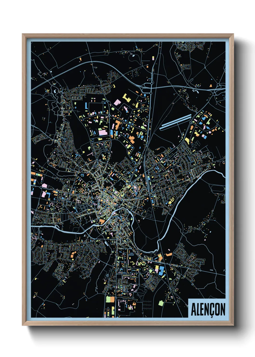 Une affiche de carte sur Alençon