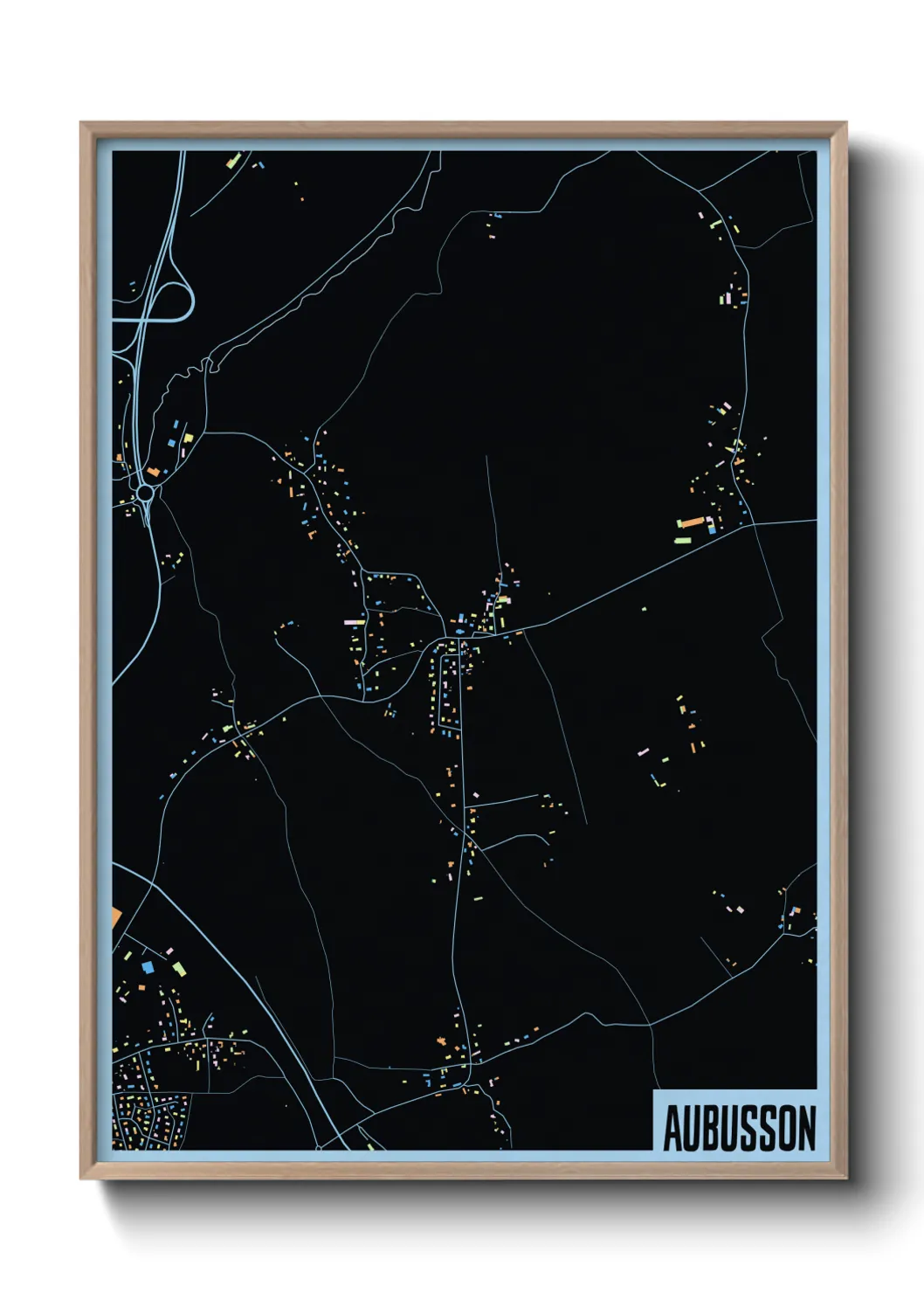 Une affiche de carte sur Aubusson