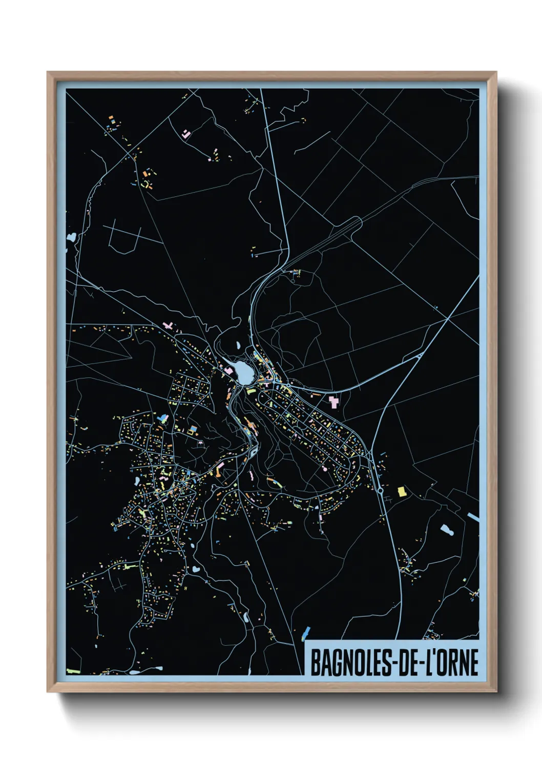 Une affiche de carte sur Bagnoles-de-l'Orne