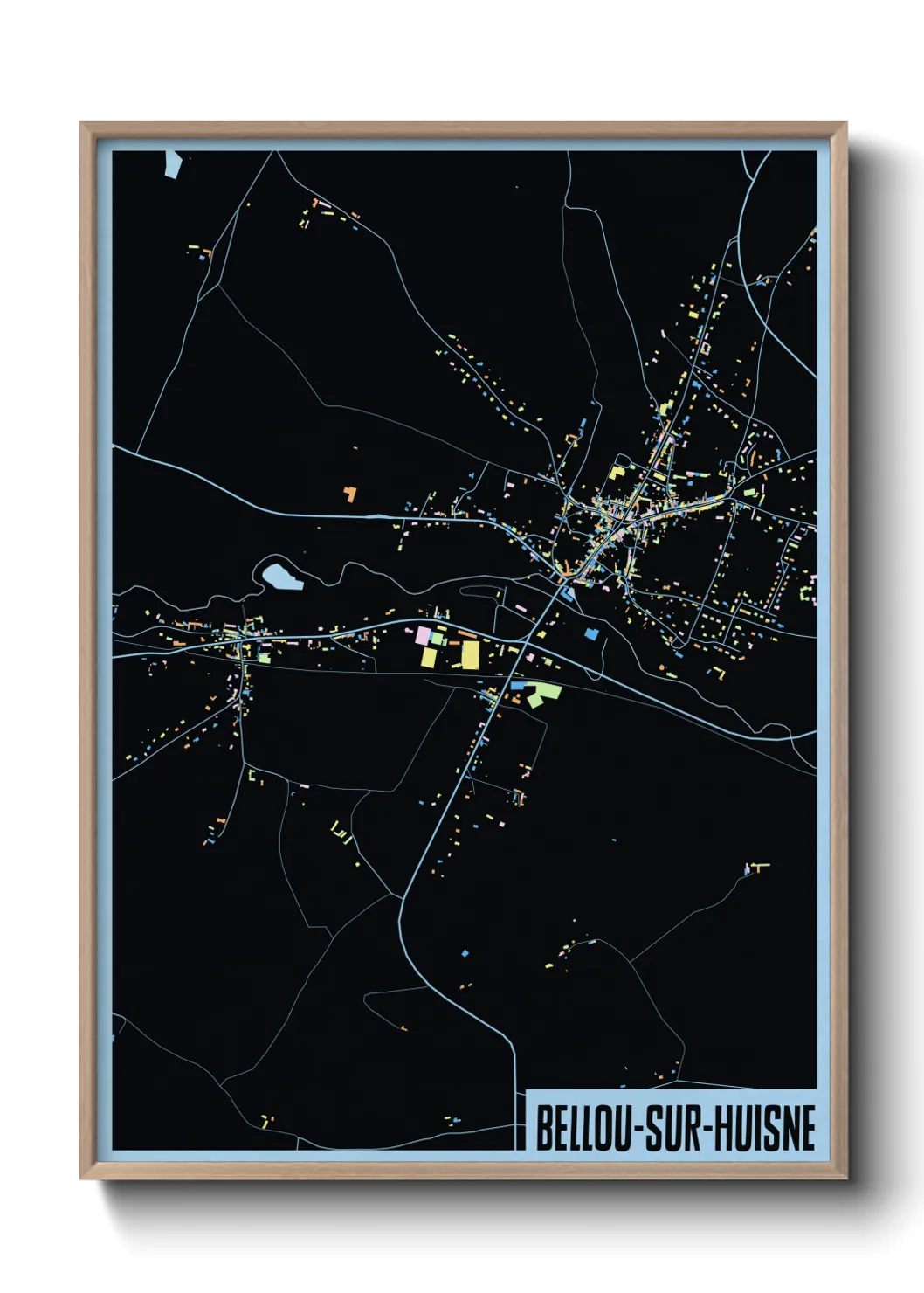 Une affiche de carte sur Bellou-sur-Huisne