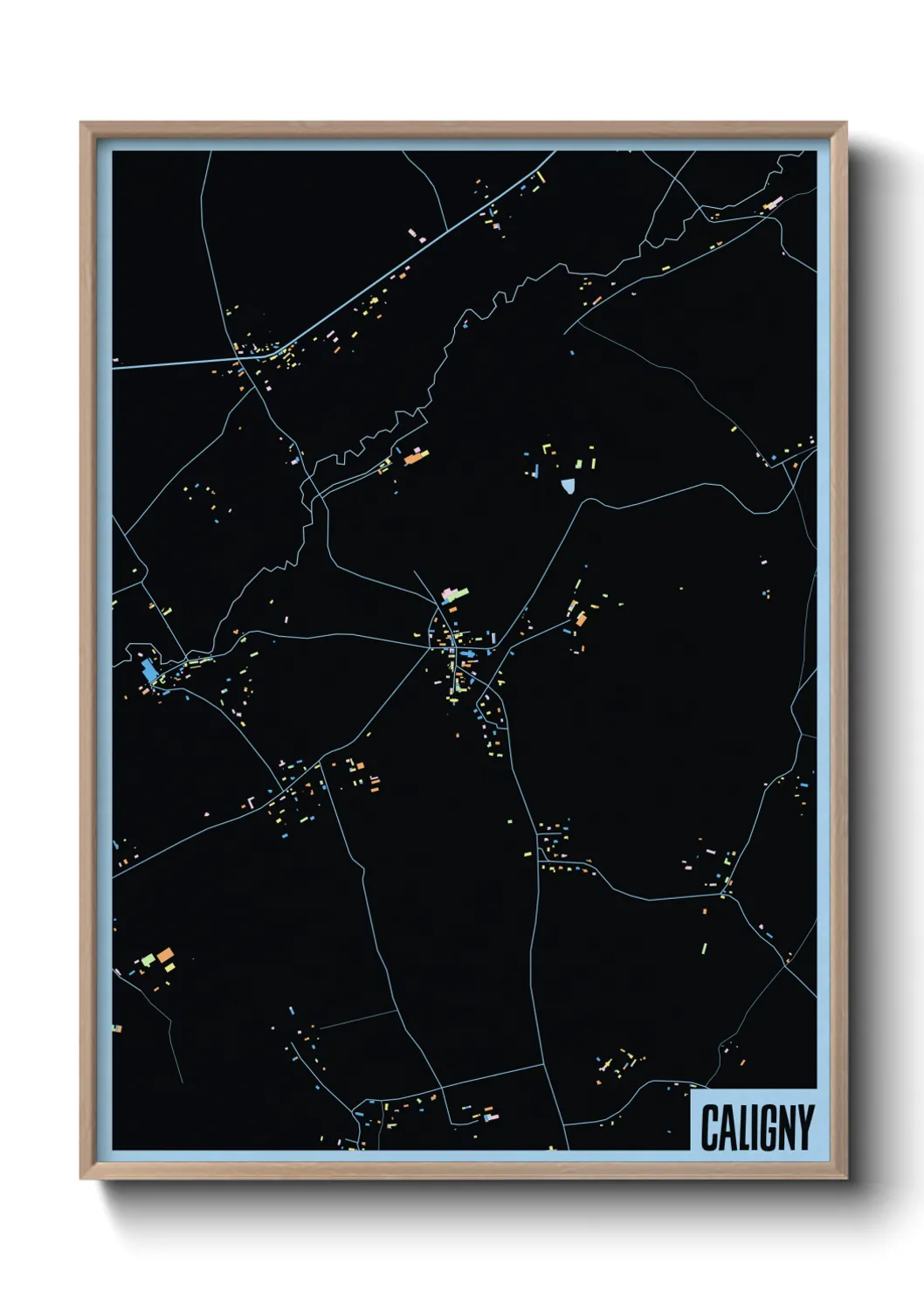 Une affiche de carte sur Caligny