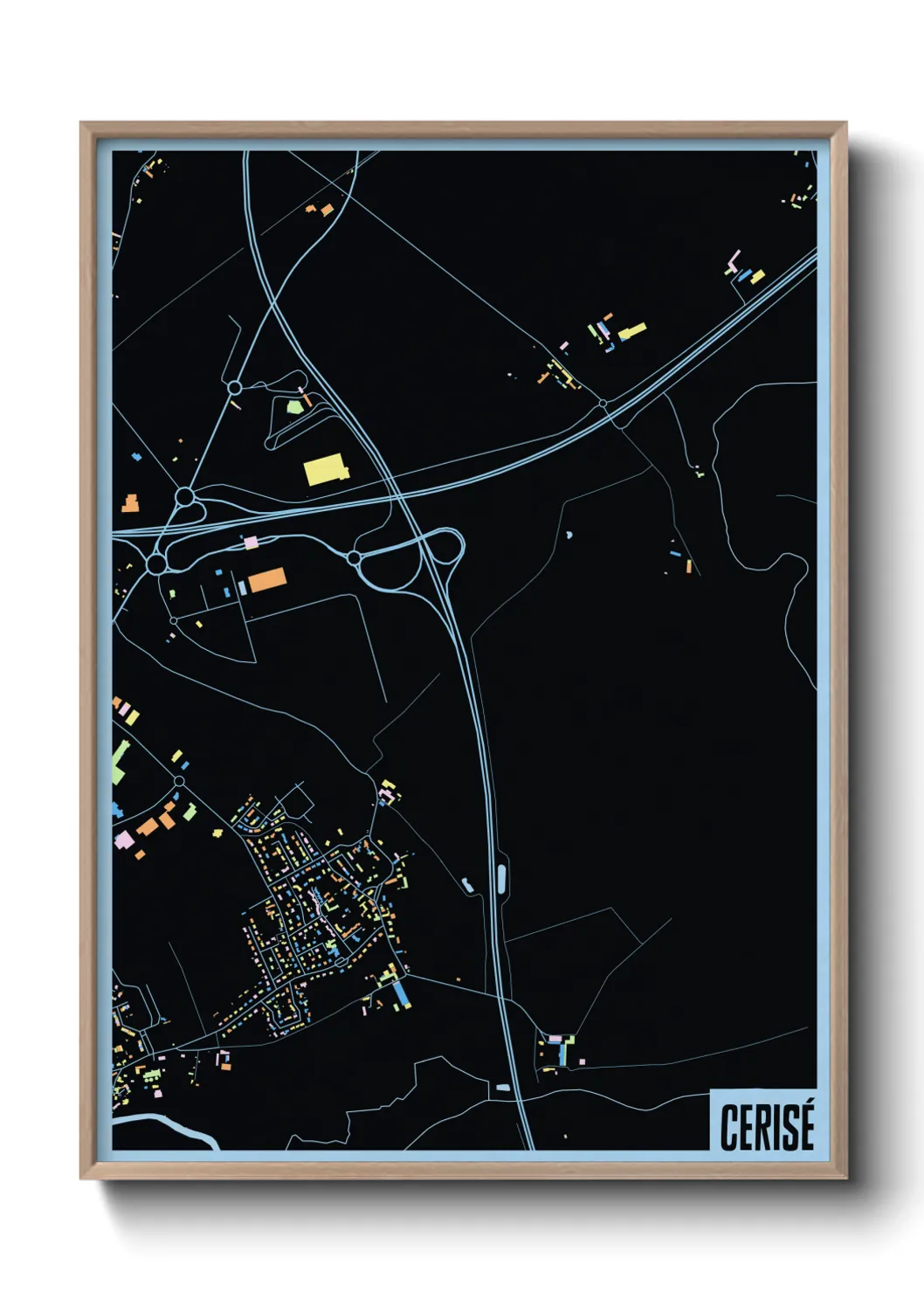 Une affiche de carte sur Cerisé