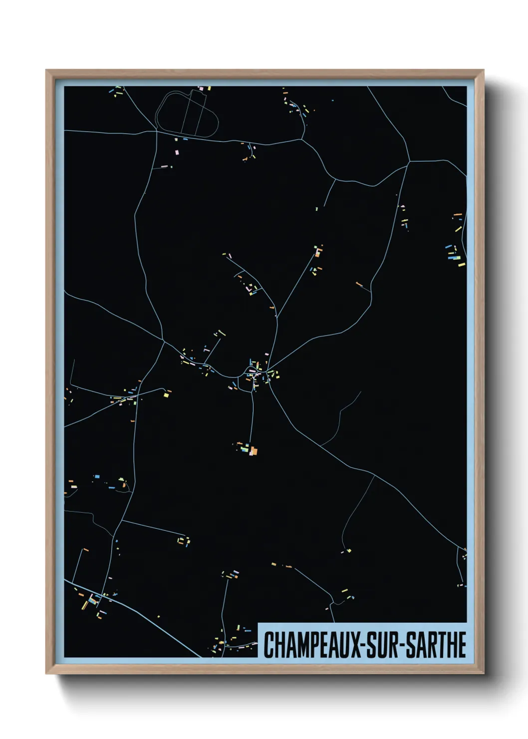 Une affiche de carte sur Champeaux-sur-Sarthe