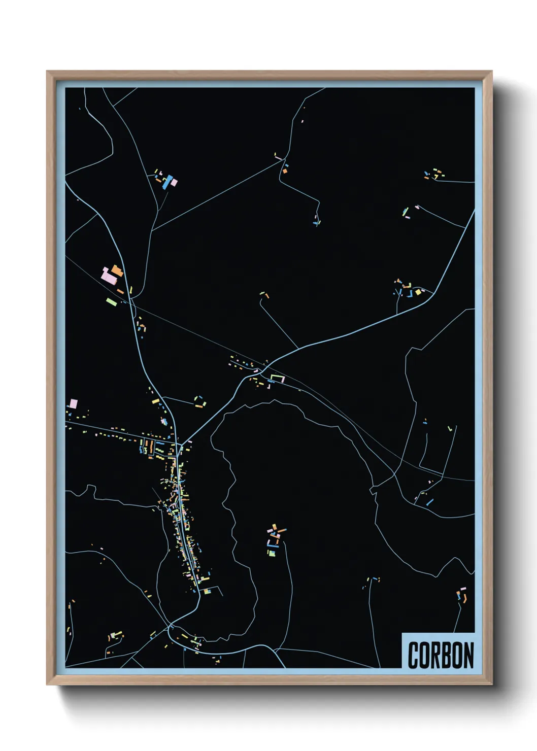 Une affiche de carte sur Corbon