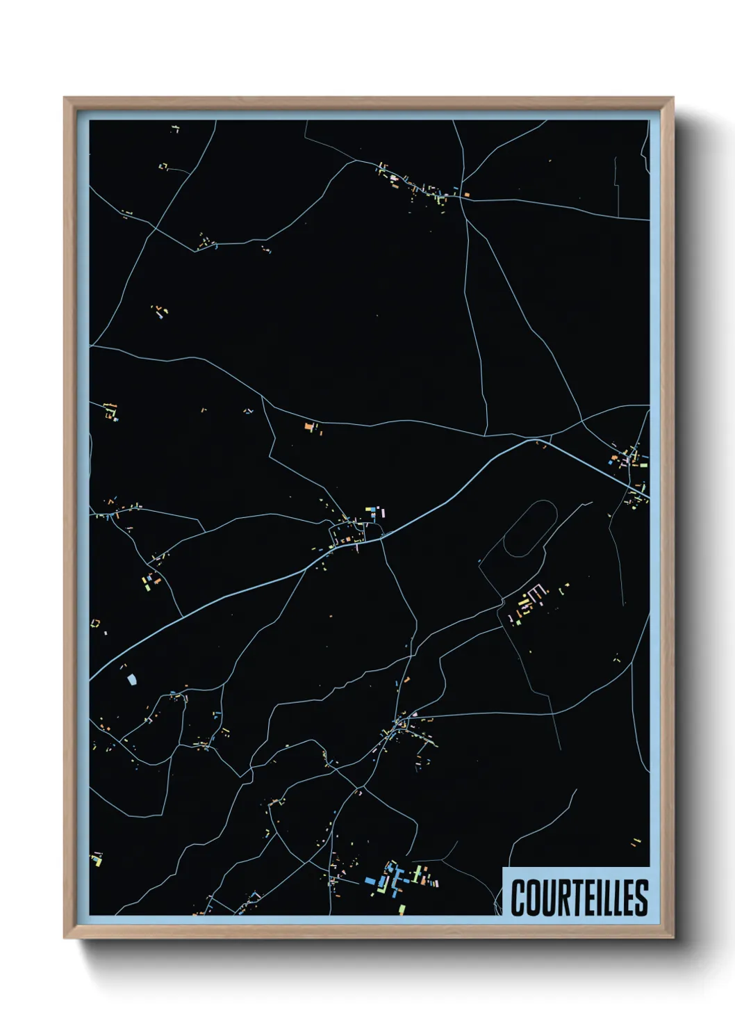 Une affiche de carte sur Courteilles