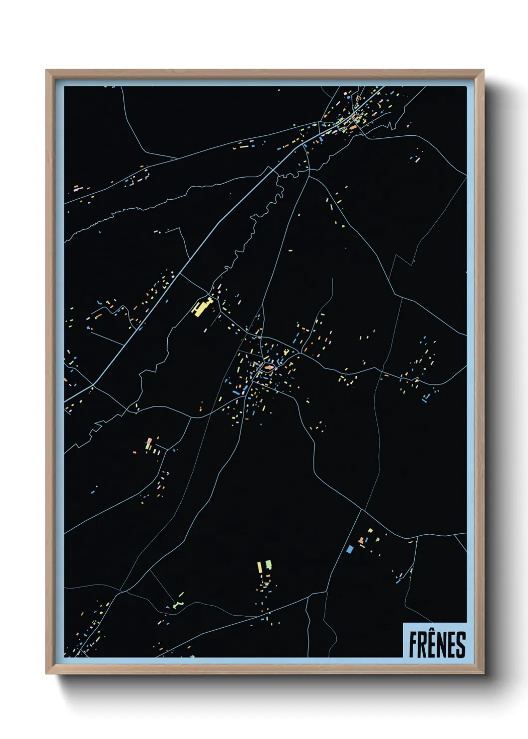 Une affiche de carte sur Frênes