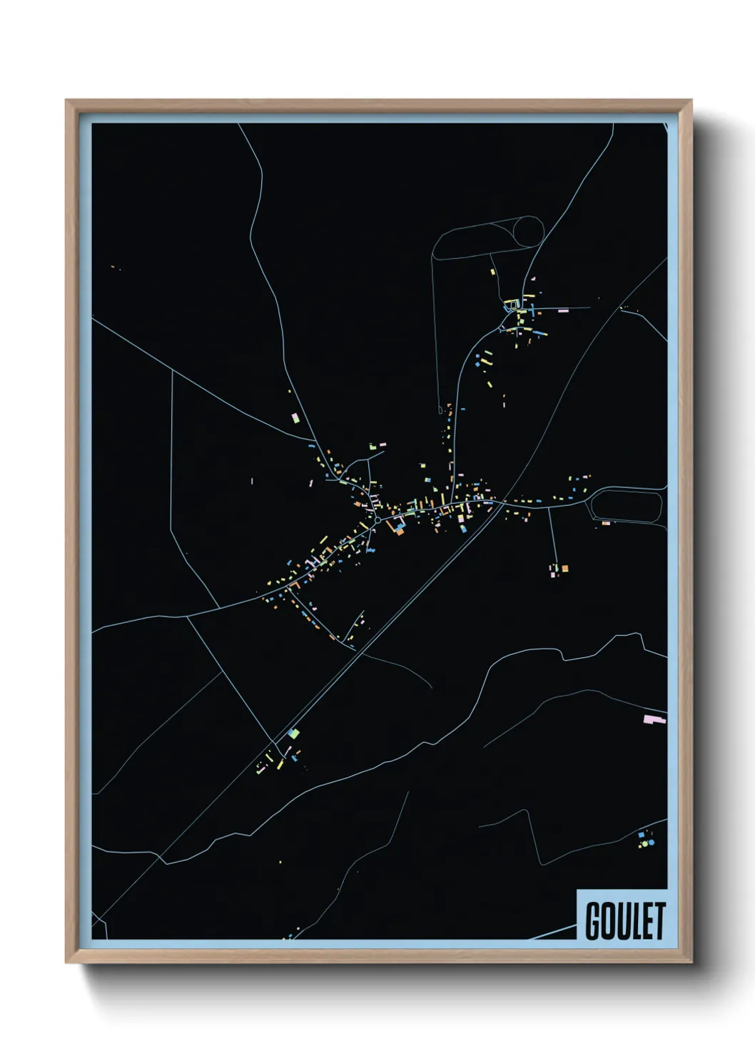 Une affiche de carte sur Goulet