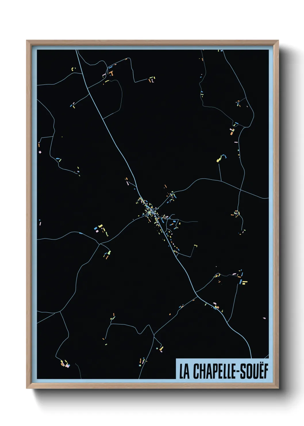 Une affiche de carte sur La Chapelle-Souëf