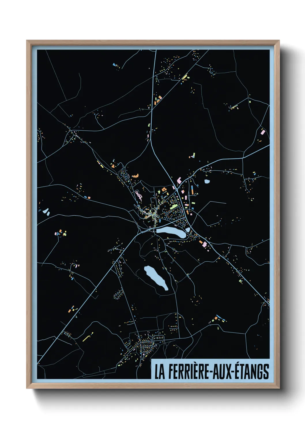 Une affiche de carte sur La Ferrière-aux-Étangs