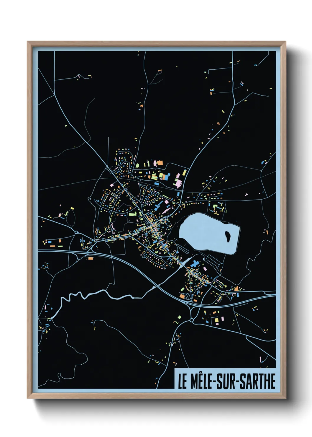 Une affiche de carte sur Le Mêle-sur-Sarthe