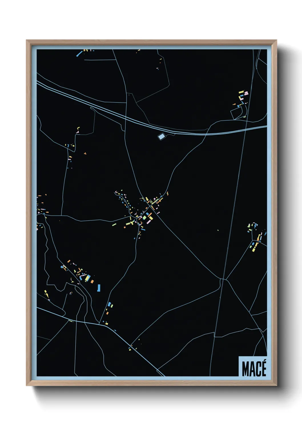 Une affiche de carte sur Macé