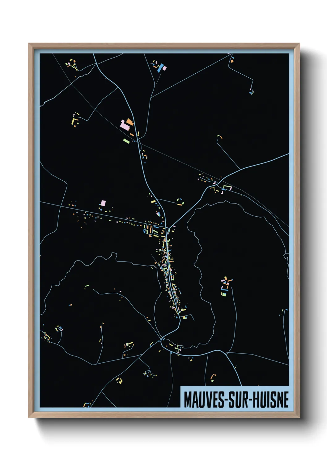 Une affiche de carte sur Mauves-sur-Huisne