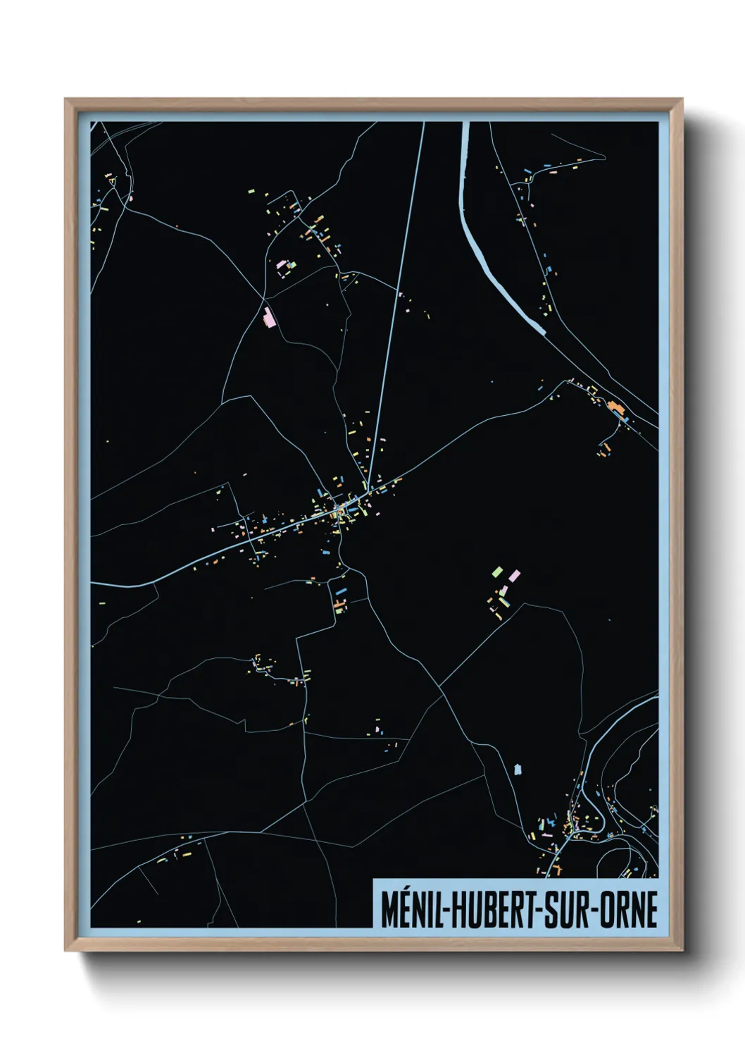 Une affiche de carte sur Ménil-Hubert-sur-Orne