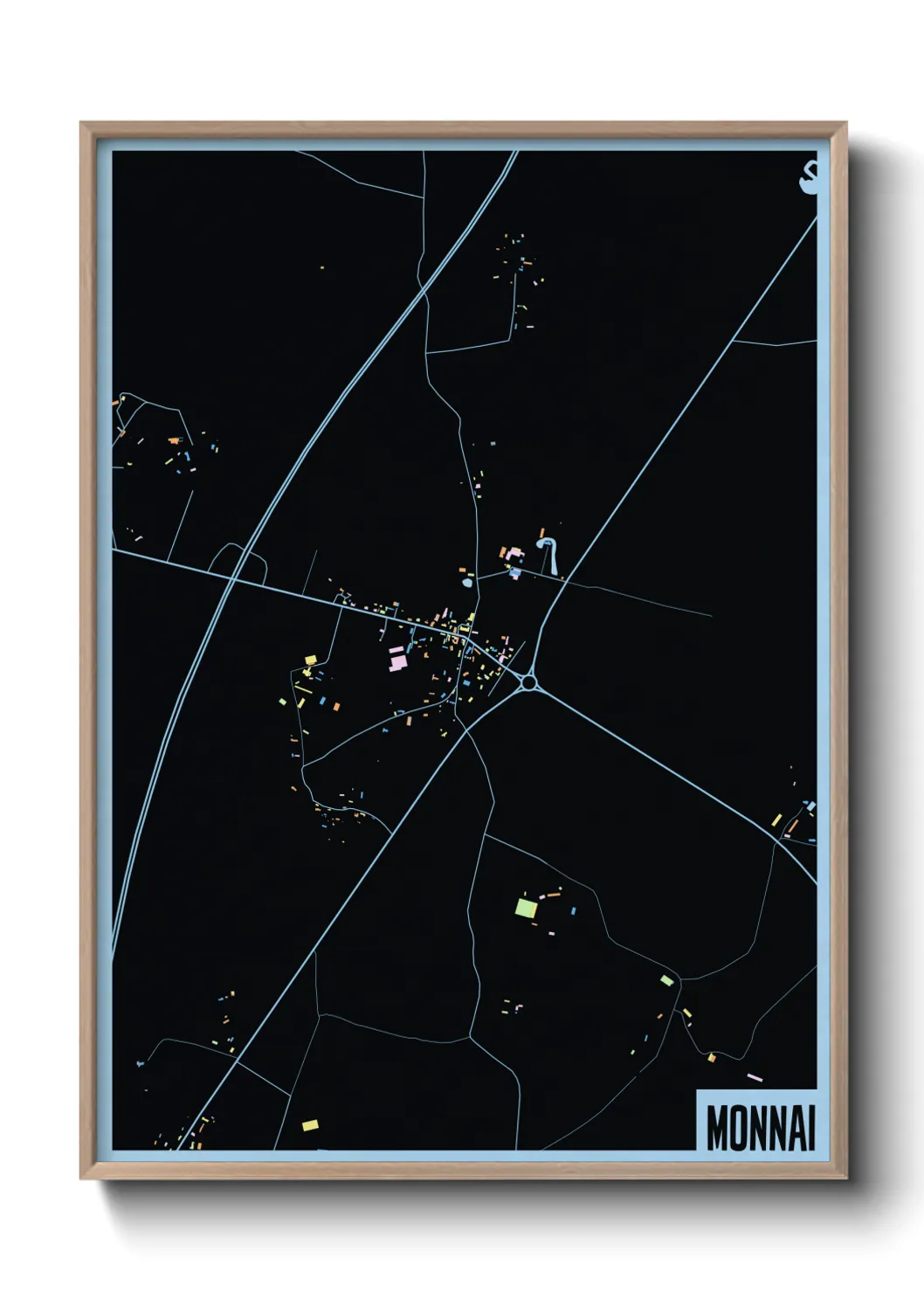 Une affiche de carte sur Monnai