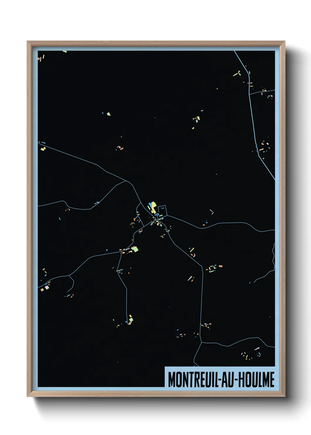 Une affiche de carte sur Montreuil-au-Houlme