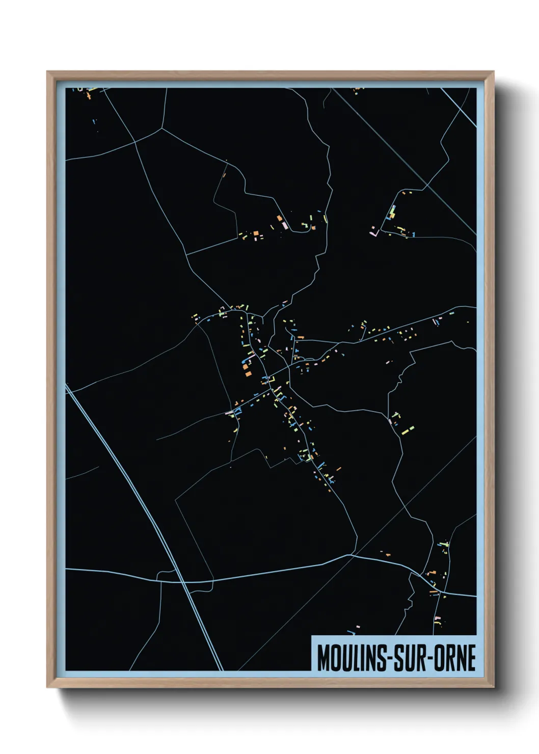 Une affiche de carte sur Moulins-sur-Orne