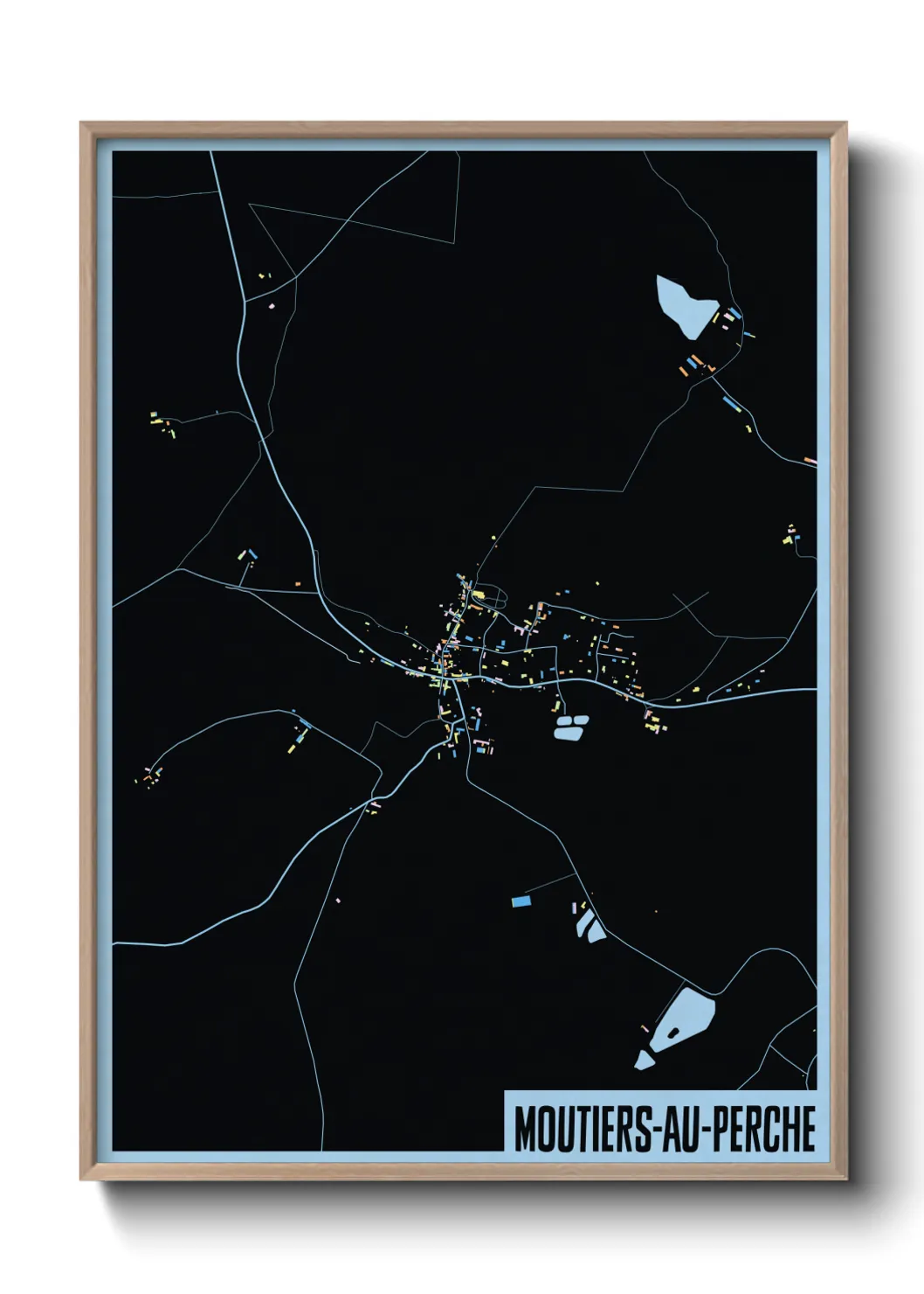 Une affiche de carte sur Moutiers-au-Perche