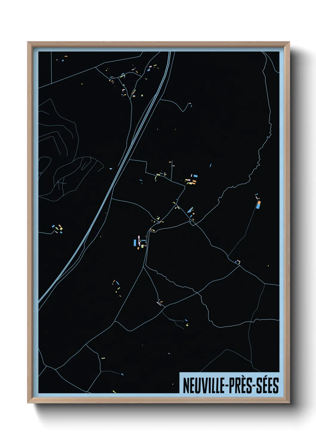 Une affiche de carte sur Neuville-près-Sées