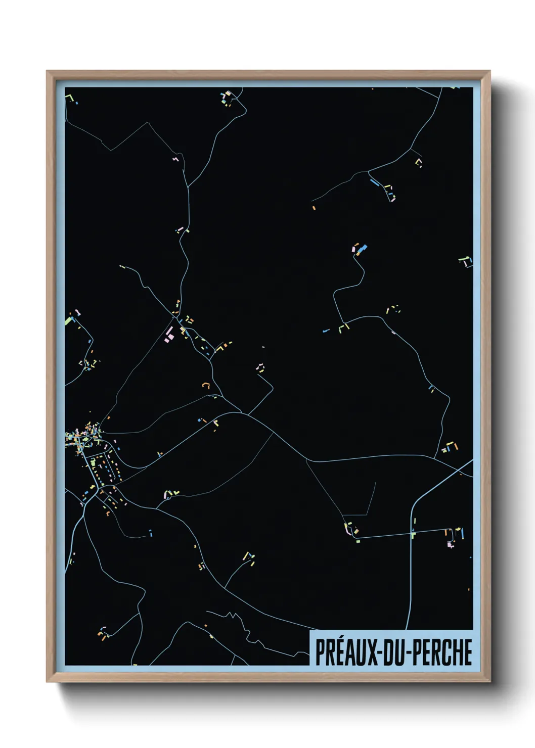 Une affiche de carte sur Préaux-du-Perche