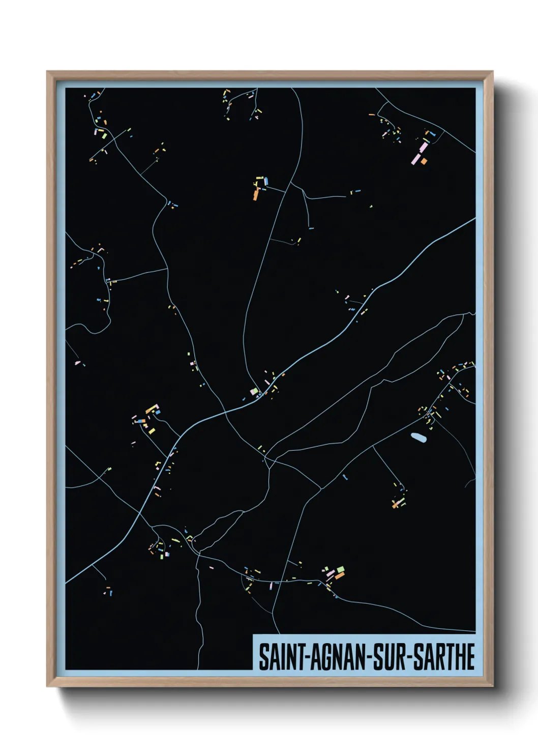 Une affiche de carte sur Saint-Agnan-sur-Sarthe