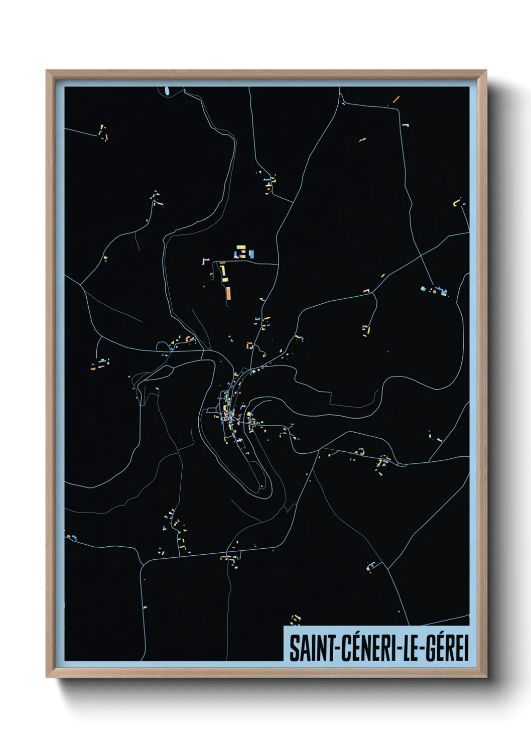 Une affiche de carte sur Saint-Céneri-le-Gérei