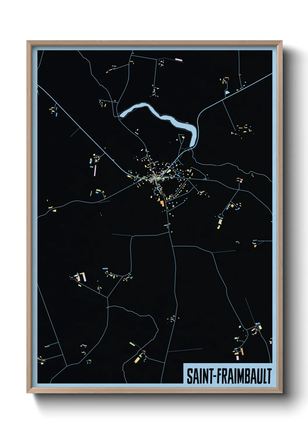 Une affiche de carte sur Saint-Fraimbault