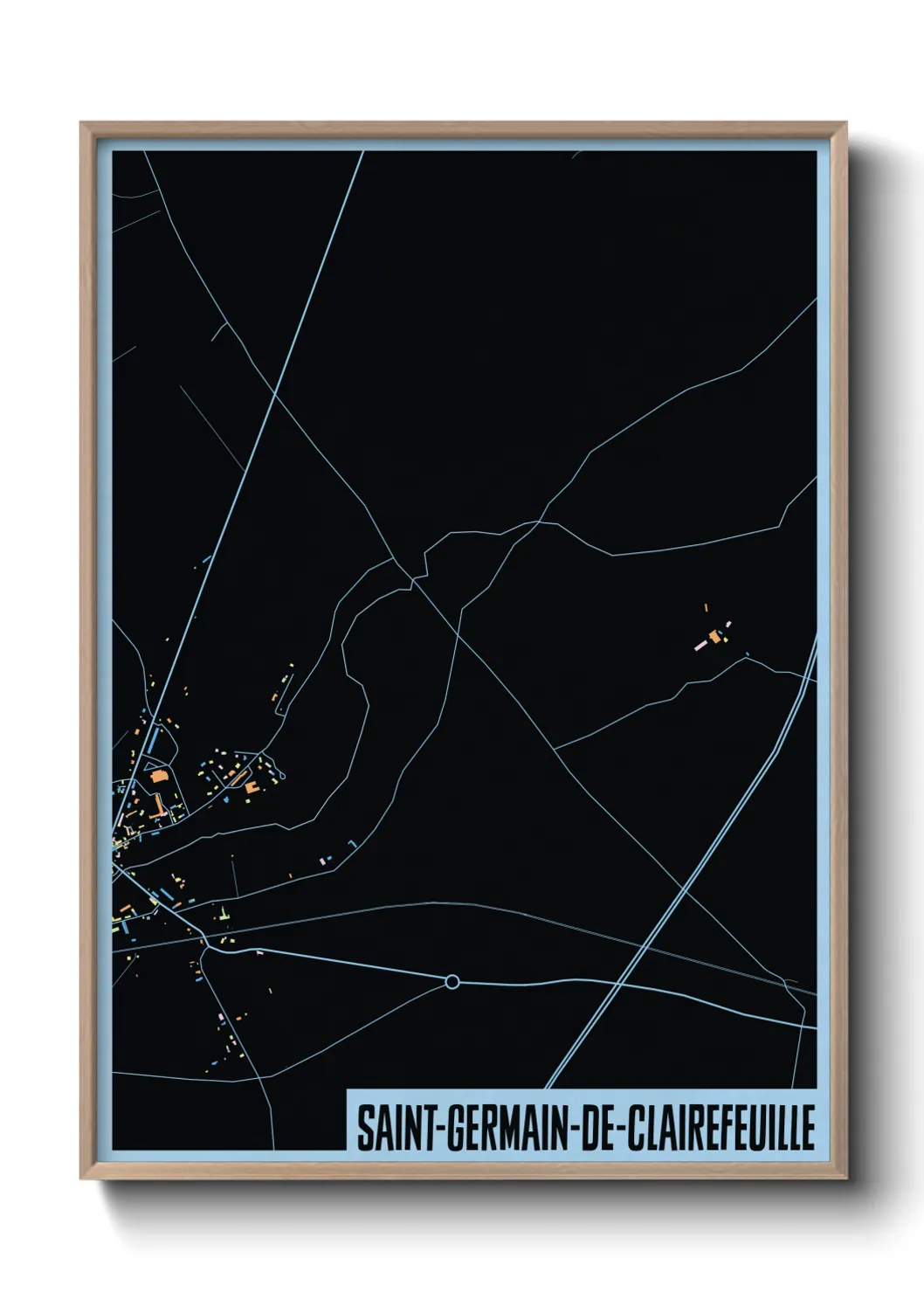 Une affiche de carte sur Saint-Germain-de-Clairefeuille