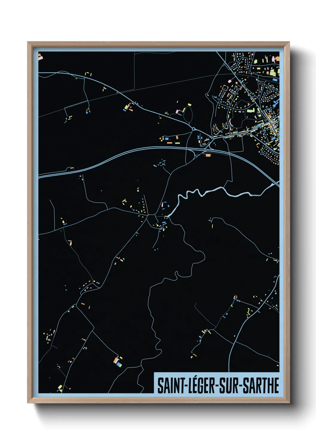 Une affiche de carte sur Saint-Léger-sur-Sarthe