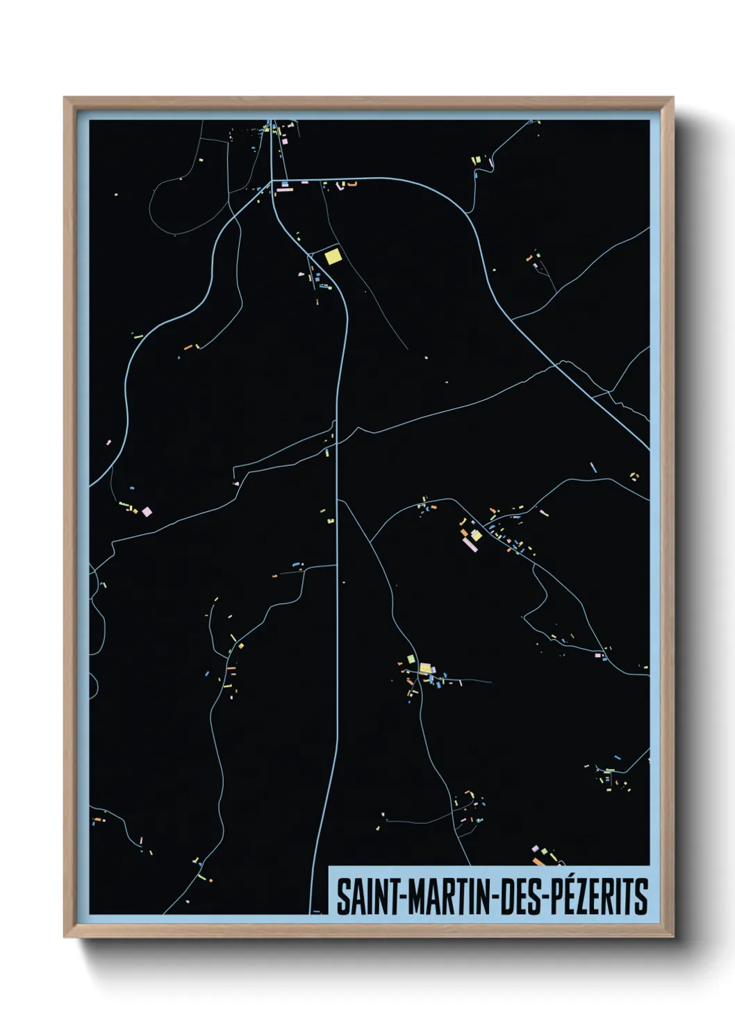 Une affiche de carte sur Saint-Martin-des-Pézerits