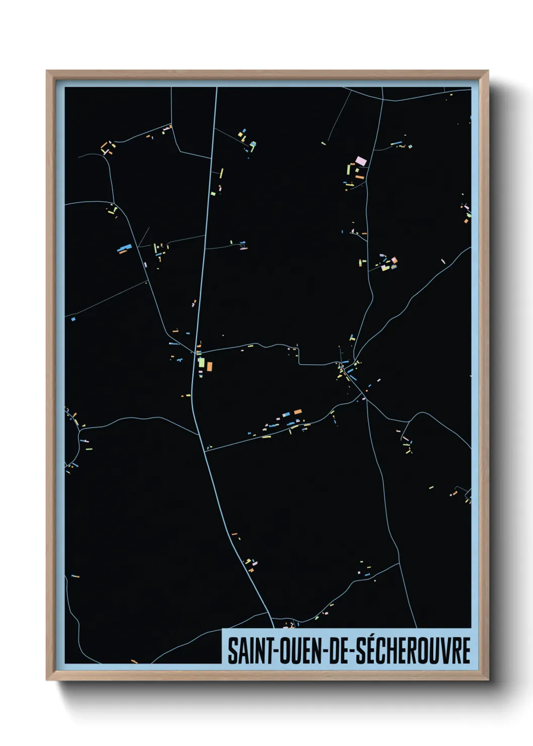 Une affiche de carte sur Saint-Ouen-de-Sécherouvre