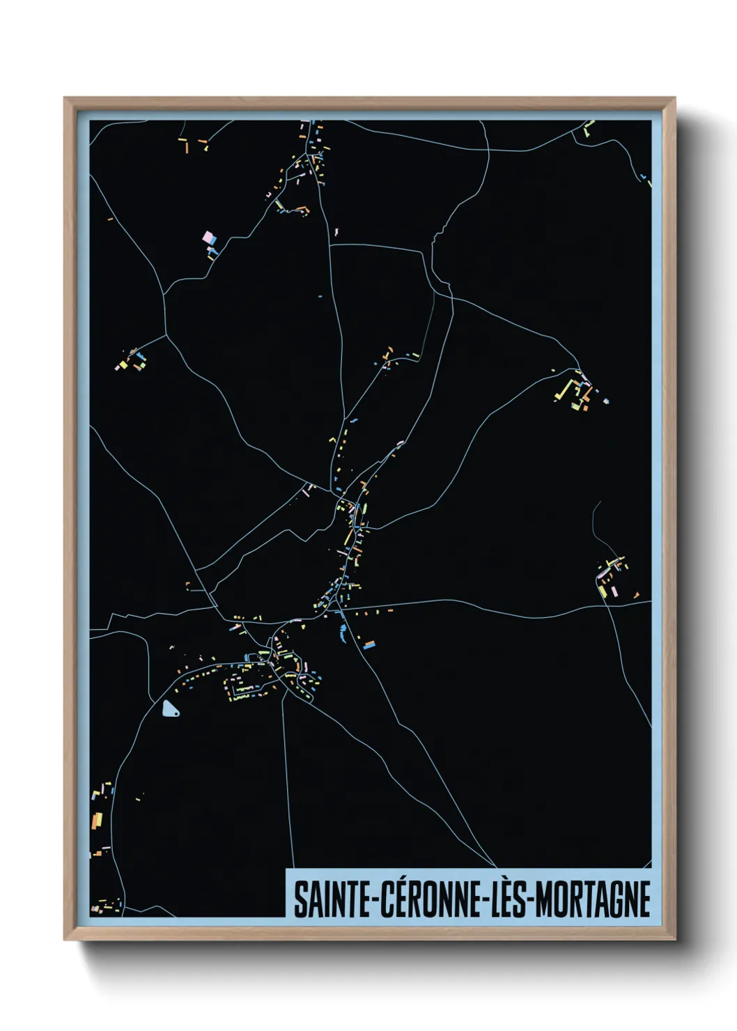 Une affiche de carte sur Sainte-Céronne-lès-Mortagne
