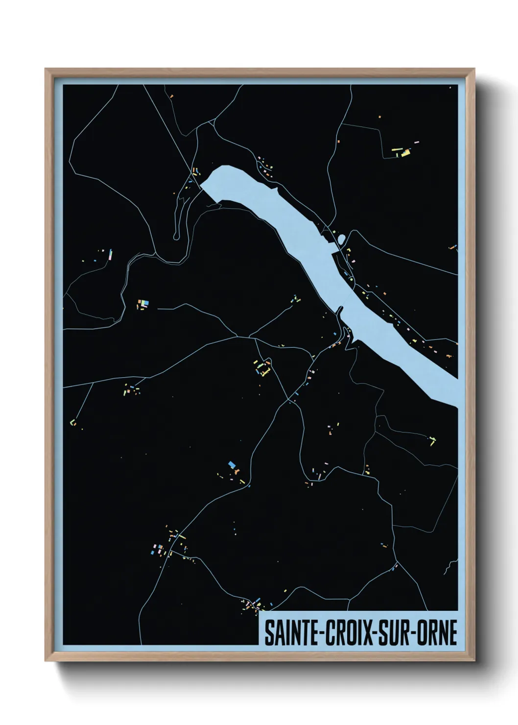 Une affiche de carte sur Sainte-Croix-sur-Orne