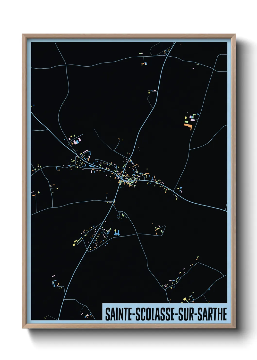 Une affiche de carte sur Sainte-Scolasse-sur-Sarthe