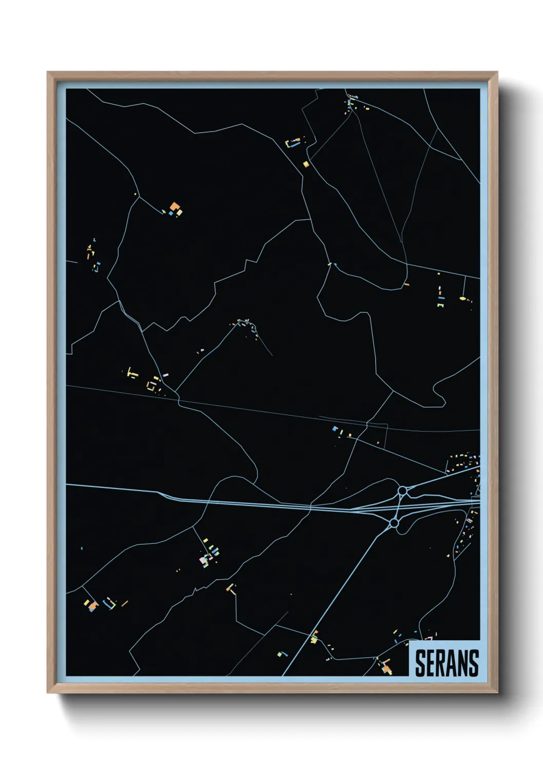 Une affiche de carte sur Serans