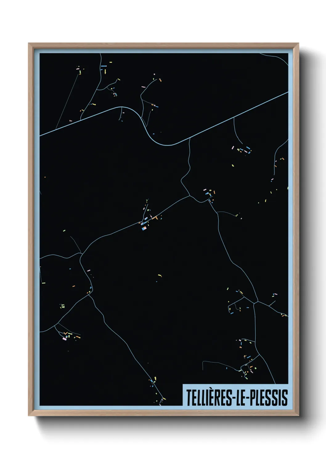 Une affiche de carte sur Tellières-le-Plessis