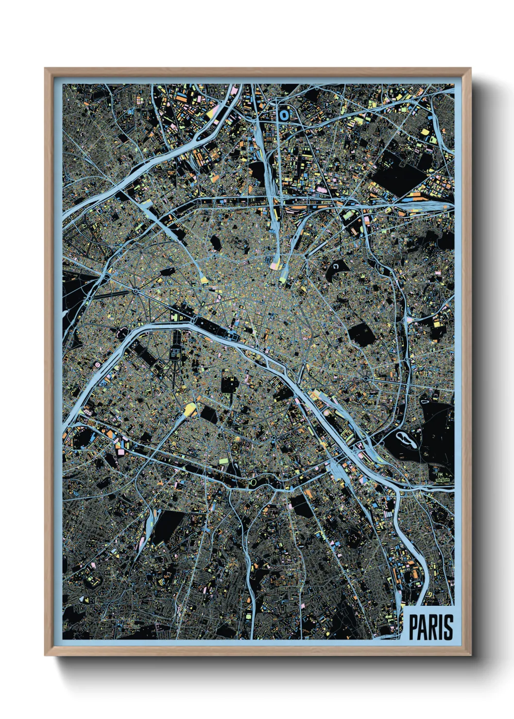 Une affiche de carte sur Paris