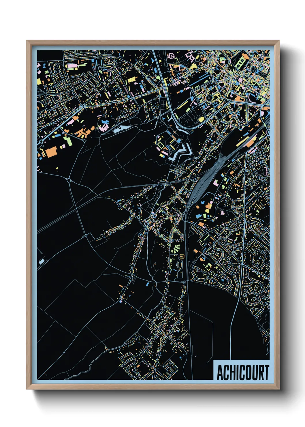 Une affiche de carte sur Achicourt